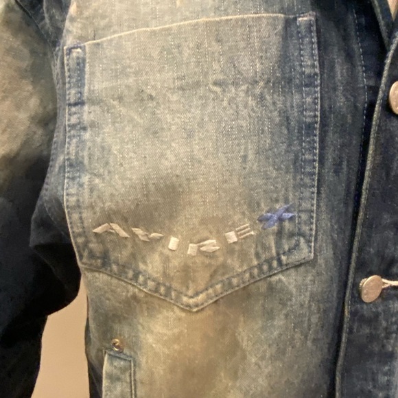 Avirex Distressed Stonewashed Denim Jean Jacket w Embroidery / Stitching / M - Picture 15 of 16